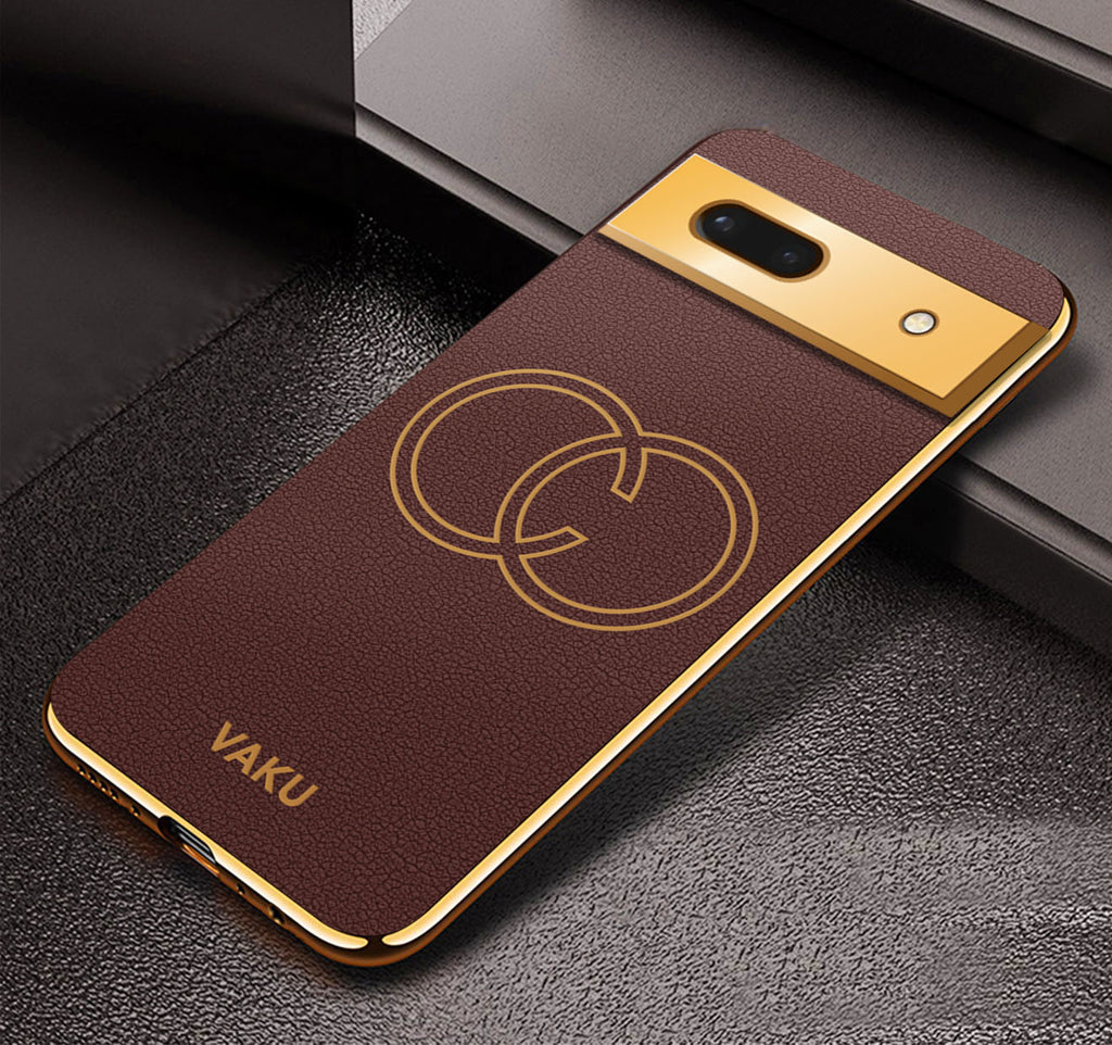 Vaku ® Google Pixel 6a Skylar Leather Pattern Gold Electroplated Soft TPU Back Cover