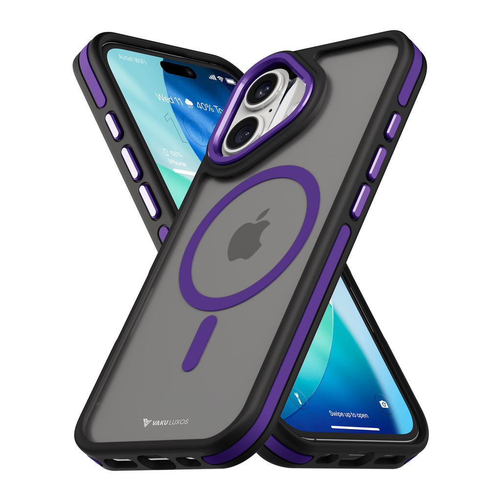 Vaku Luxos ® Apple iPhone 17 Avlon Magpro Translucent Scratch Resistant Military-Grade Case With Metal Camera Ring Shockproof Protective Back Cover