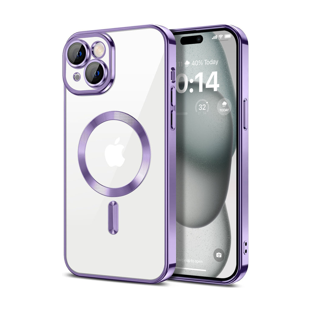 Vaku ® Apple iPhone 15 Luxury Electroplated Magnetic Magsafe Camera Protection TPU Back Cover Case