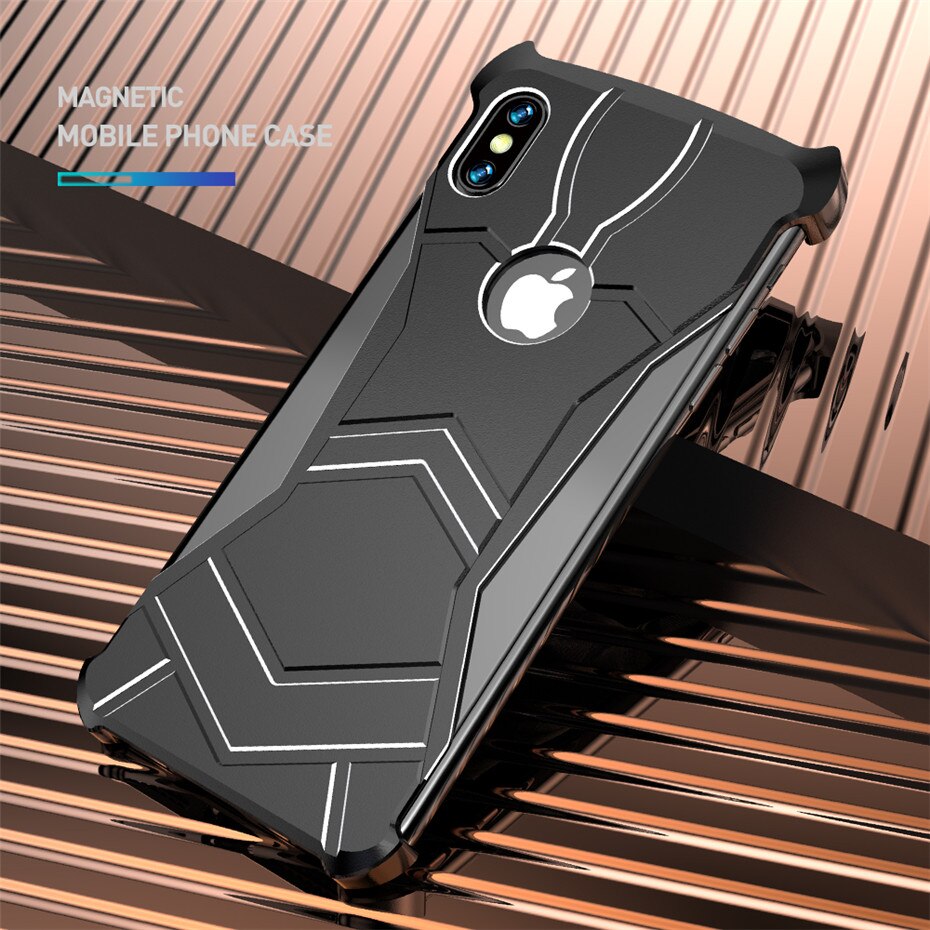 VAKU ® Apple iPhone X / XS Magnetic Panther Aluminium Metal Shock-Proof Anti-Fall Bumper Back Cover