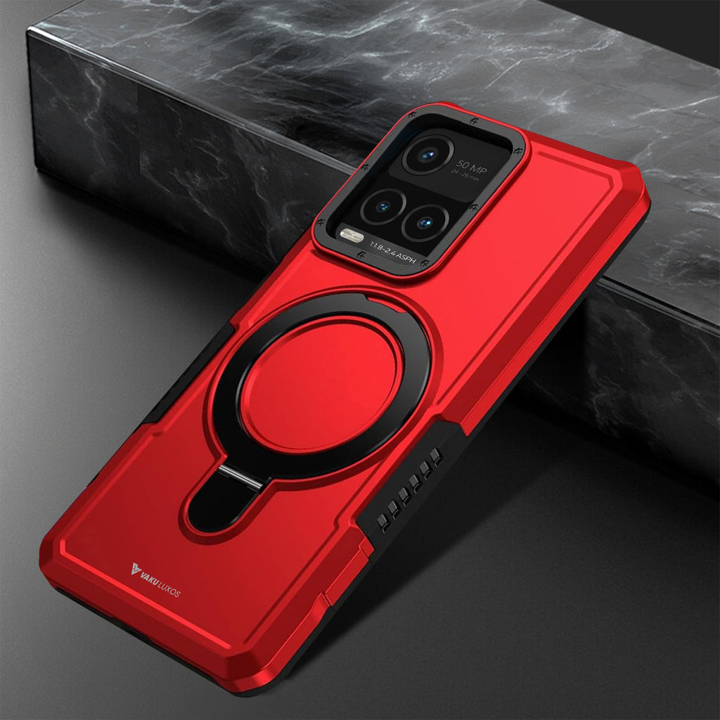 Vaku® Vivo Y33T Astor Military Grade Armor Protective Case with Ring Bracket Kickstand Back cover