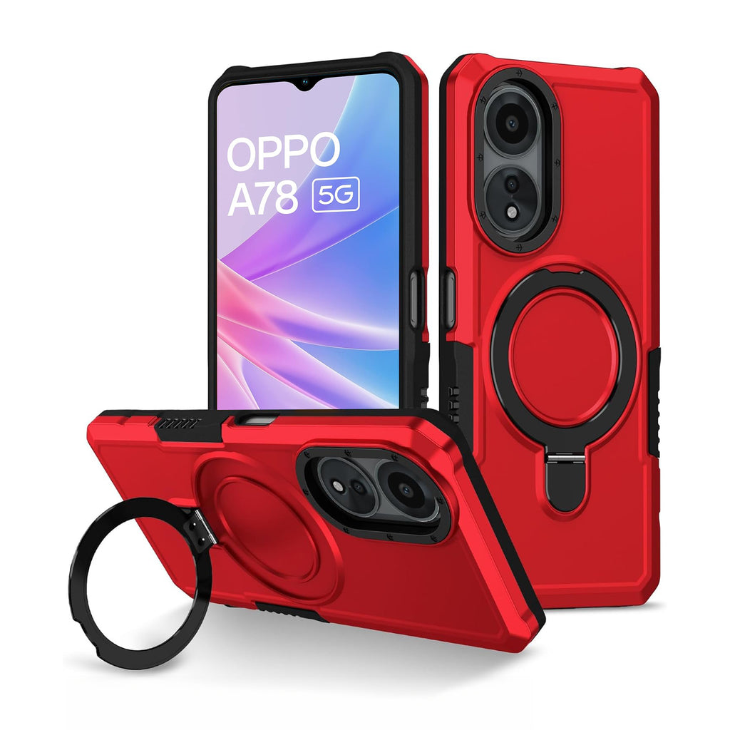 Vaku ® Oppo A78 5G Astor Military Grade Armor Protective Case with Ring Bracket Kickstand Back cover