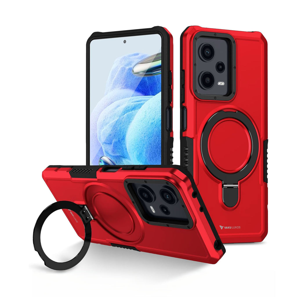 Vaku ® Xiaomi Redmi Note 12 Pro Astor Military Grade Armor Protective Case with Ring Bracket Kickstand Back cover