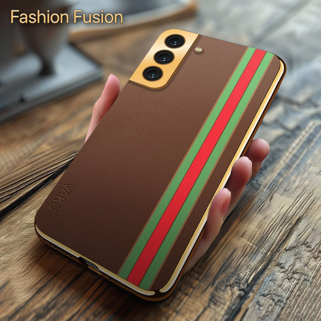 Vaku® Samsung Galaxy S20 FE Felix Line Leather Stitched Gold