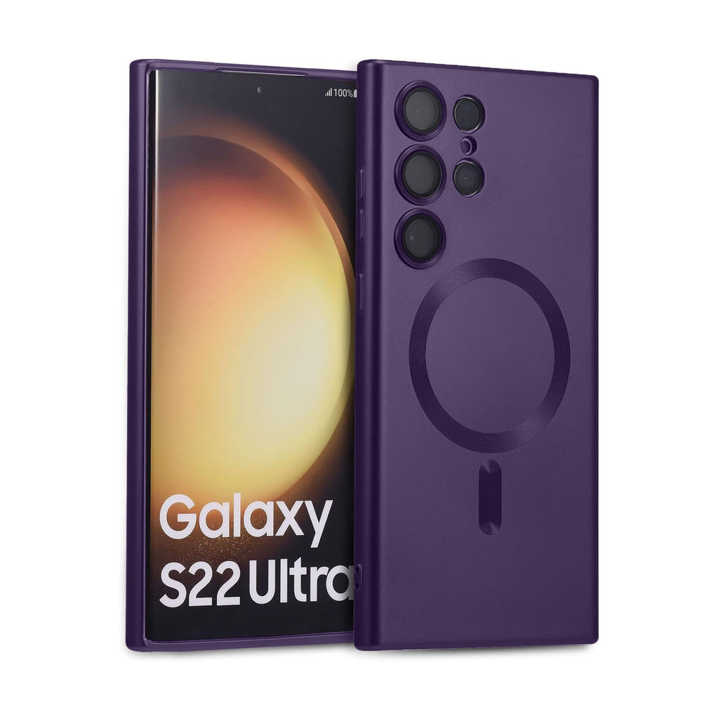 Vaku ® Samsung Galaxy S22 Ultra Soft Silicon Magsafe Full Lens Protection Silicon Back Cover Case