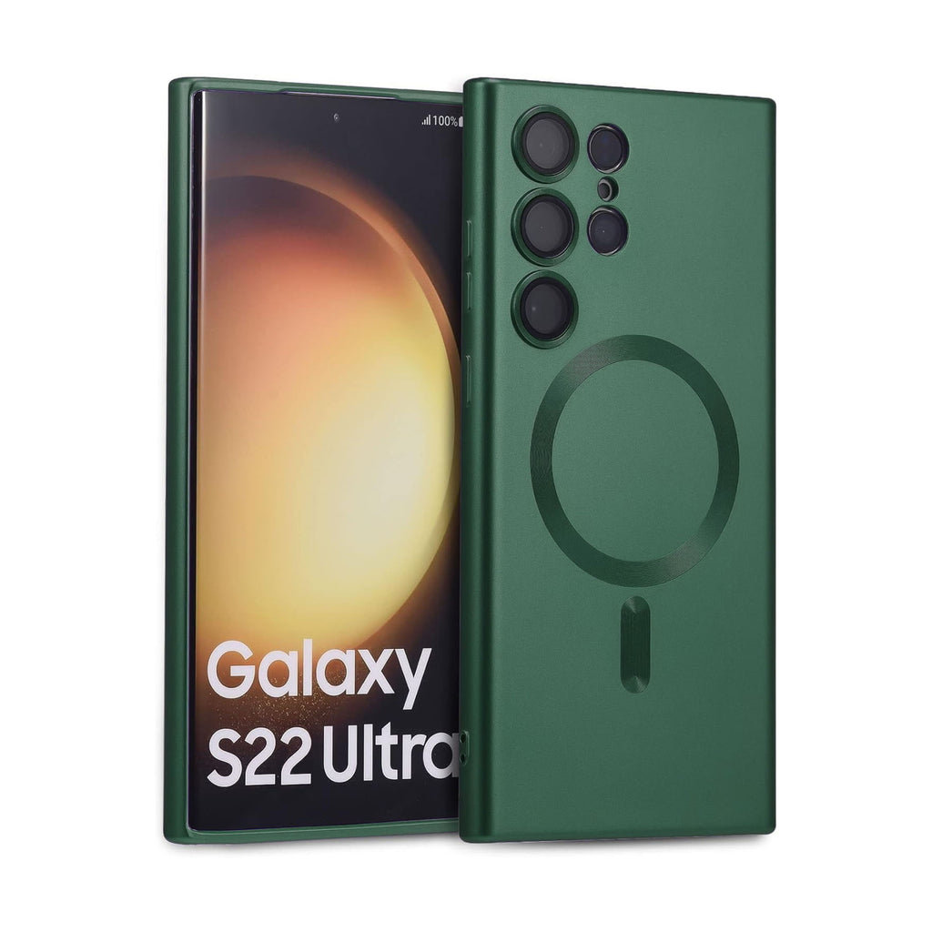 Vaku ® Samsung Galaxy S22 Ultra Soft Silicon Magsafe Full Lens Protection Silicon Back Cover Case