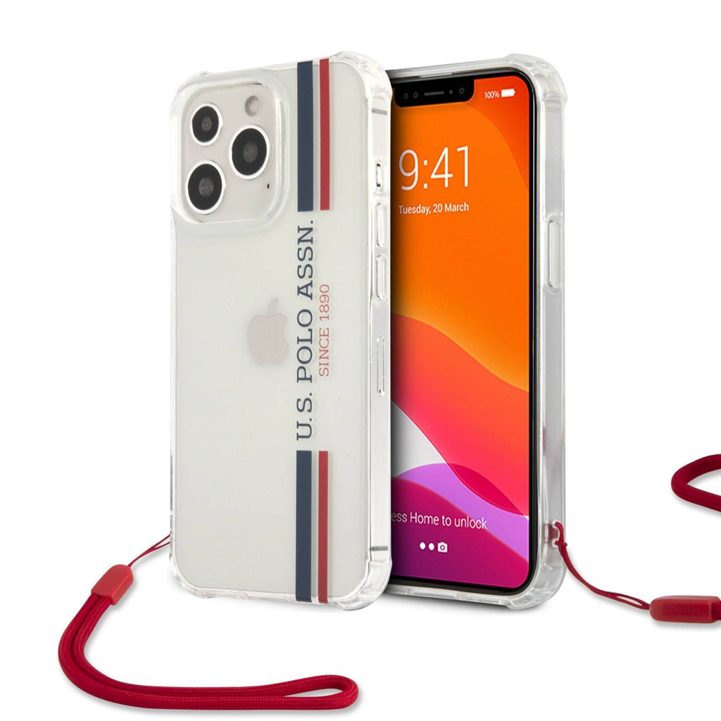 US Polo Assn ® Apple iPhone 13 Pro Max Shiny with Red Nylon Cord New Design Back Cover