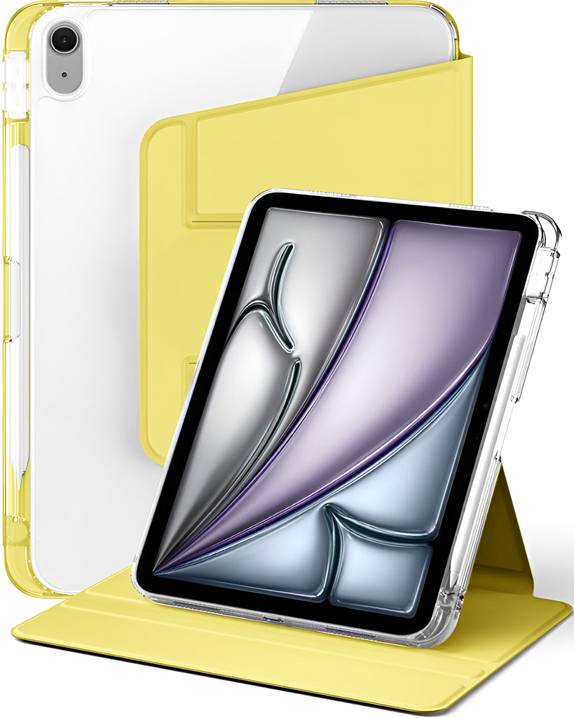 Vaku Luxos ® FLEXIVO iPad (A16) 11th/10th Gen (2025/2022) 11/10.9-inch Smart 360 Degree Rotating Stand Transparent Back With Pencil Holder Cover Case