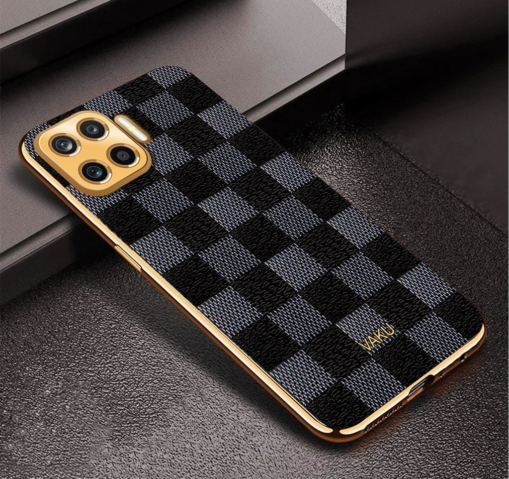 Vaku® Oppo F17 Cheron Leather Electroplated Soft TPU Back Cover