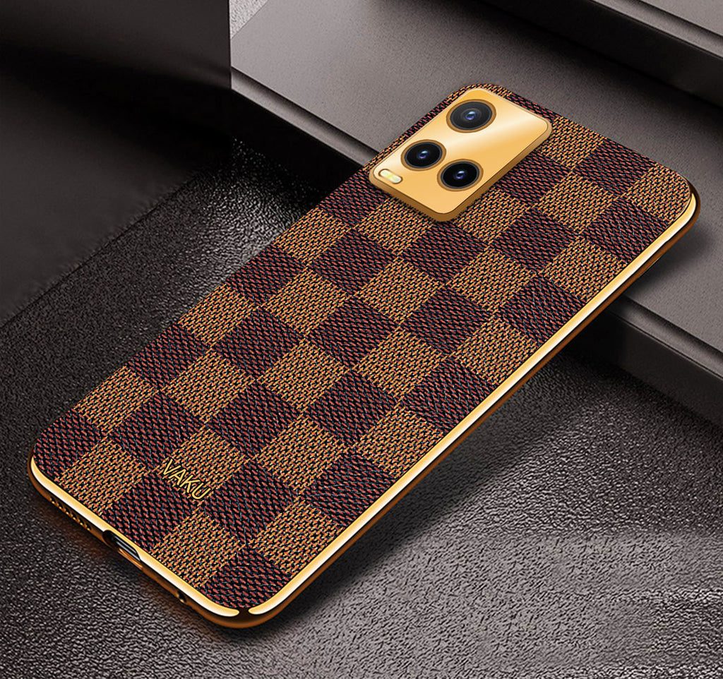 Vaku ® Vivo Y33s Cheron Leather Electroplated Soft TPU Back Cover