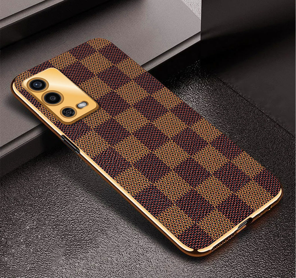 Vaku ® Oppo A55 Cheron Leather Electroplated Soft TPU Back Cover