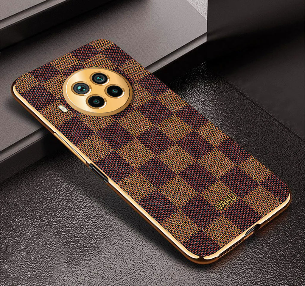 Vaku ® Xiaomi Mi 10i 5G Cheron Series Leather Stitched Gold Electroplated Soft TPU Back Cover