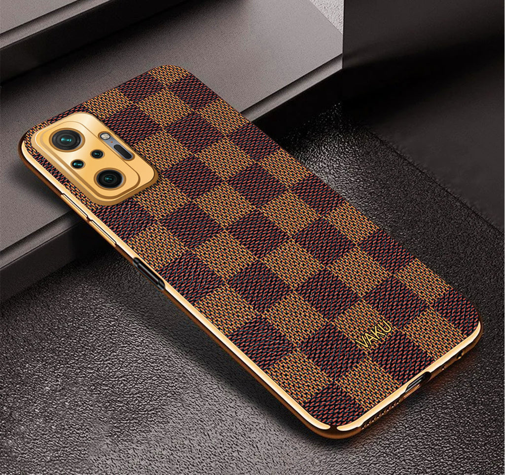 Vaku ® Redmi Note 10 Pro Cheron Leather Electroplated Soft TPU Back Cover