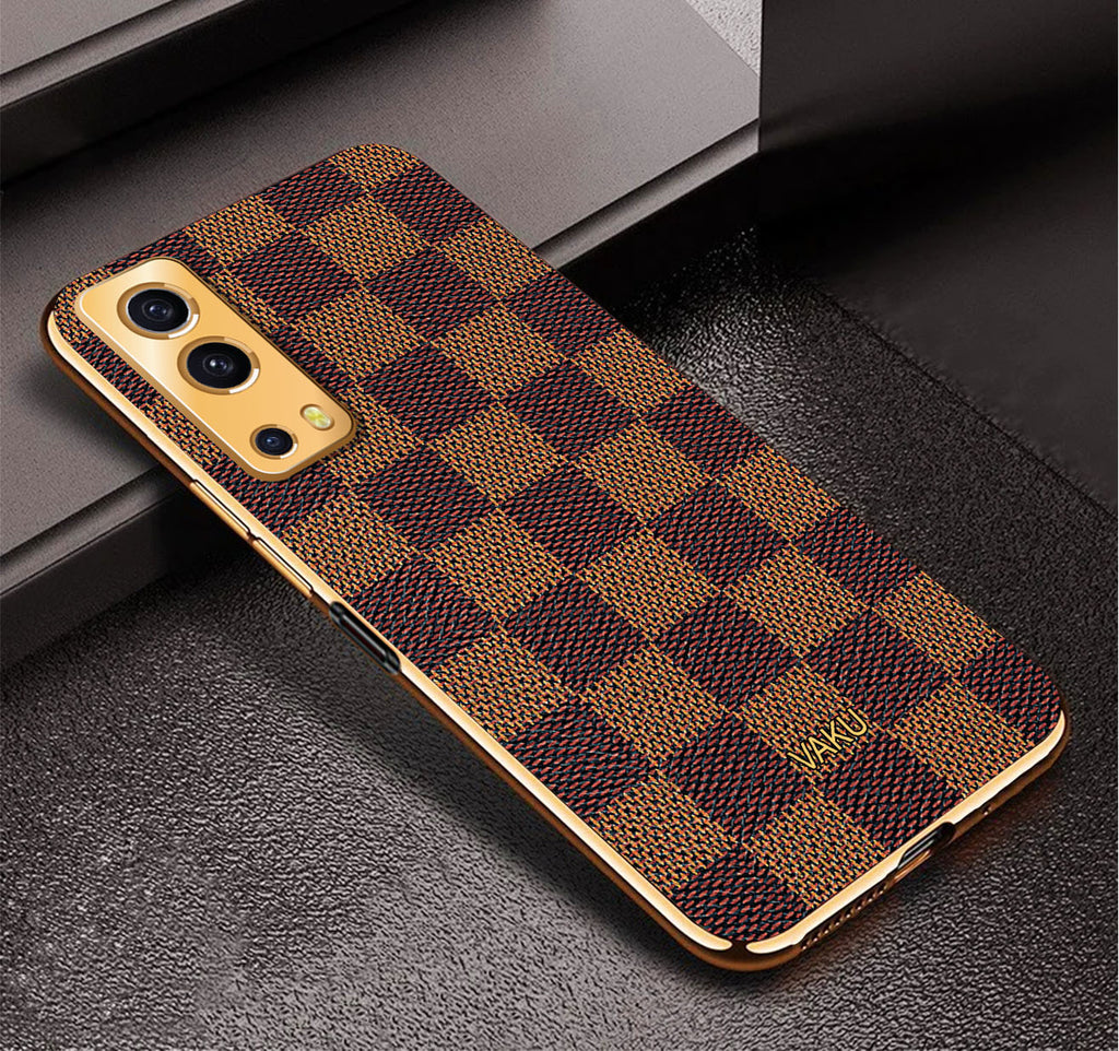 Vaku ® Vivo iQoo Z3 5G Cheron Series Leather Stitched Gold Electroplated Soft TPU Back Cover