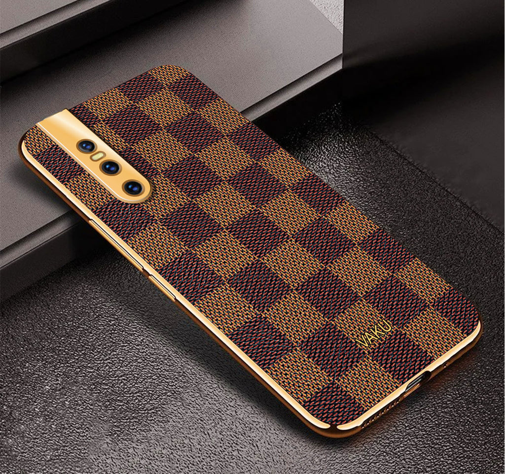 Vaku ® Vivo V15 Pro Cheron Leather Electroplated Soft TPU Back Cover