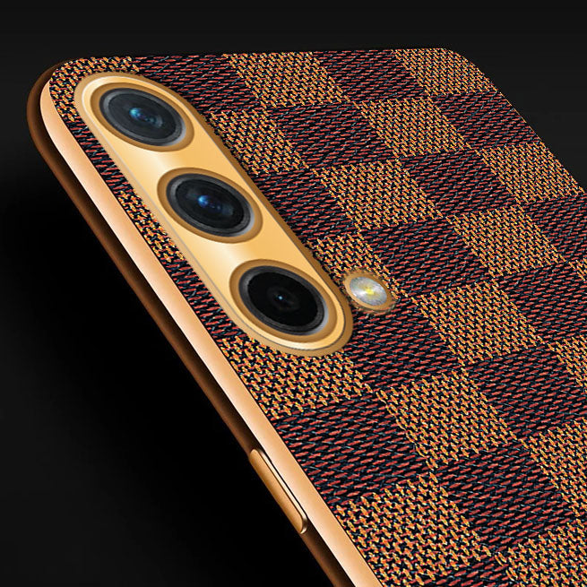 Vaku ® OnePlus 8 Cheron Series Leather Stitched Gold Electroplated