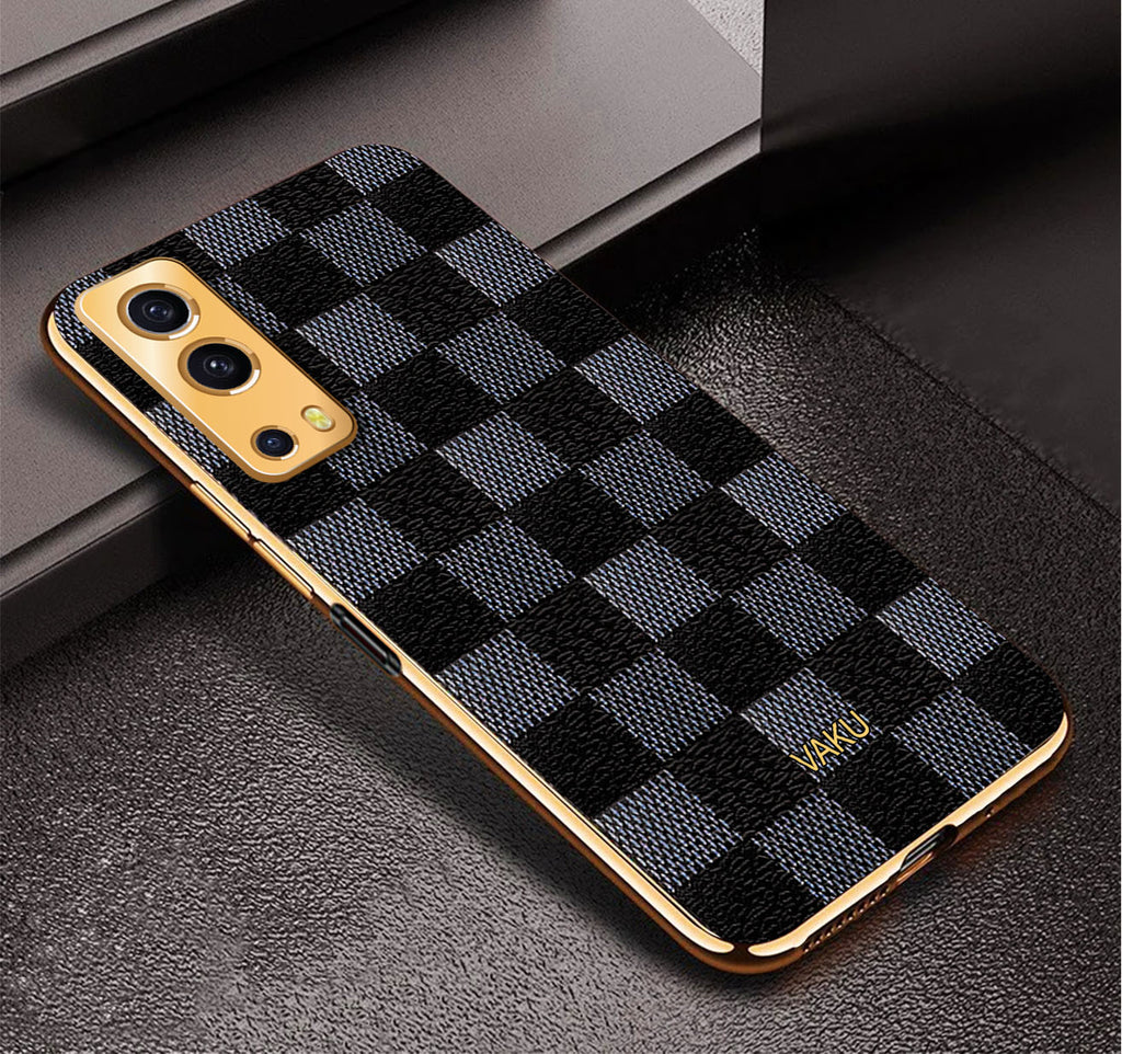 Vaku ® Vivo iQoo Z3 5G Cheron Series Leather Stitched Gold Electroplated Soft TPU Back Cover