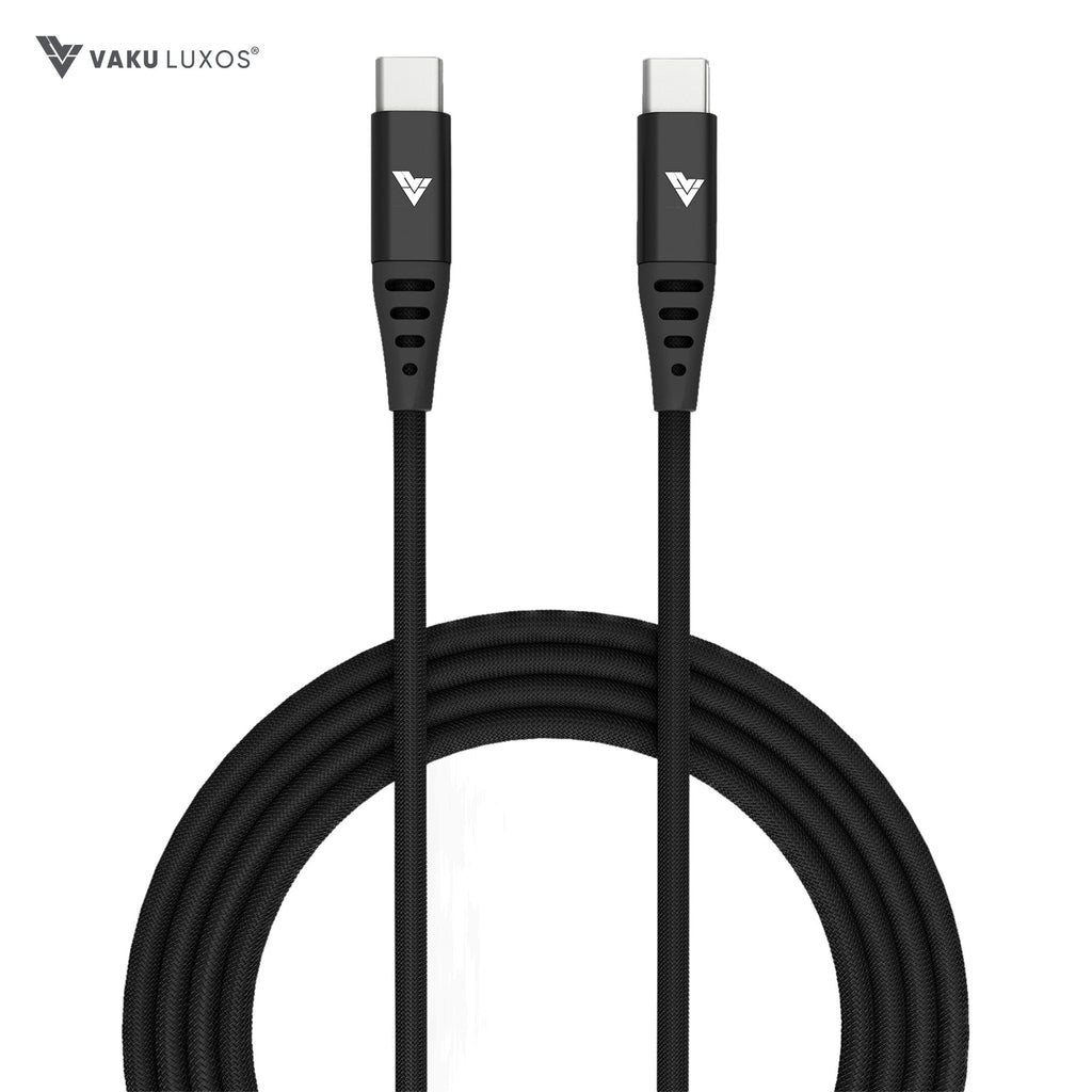 Vaku Luxos® DURATUF PD 60W USB-C to USB-C 1.5M Fast Charging Support & 480 MBPS Data Transfer Speed - Black