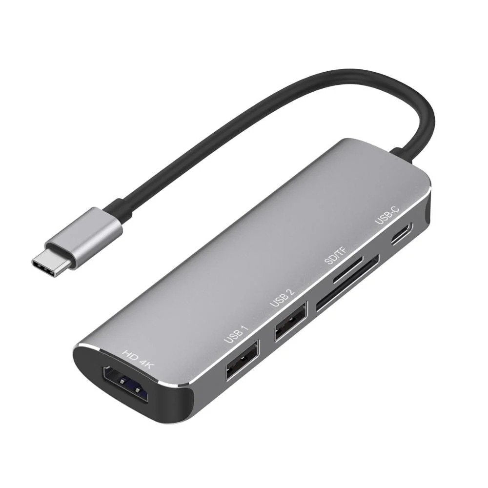 Vaku Luxos® 6IN1 Type-C HDMI 4K Multi-Function Docking Station for Apple Mac OS, iOS, Windows, Andriod System