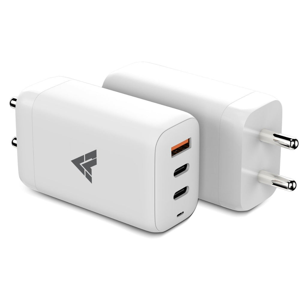 Vaku Luxos® Gan 65W PD Quick Charger Power Adapter USB-C 2 Port, USB Fast Charging - White